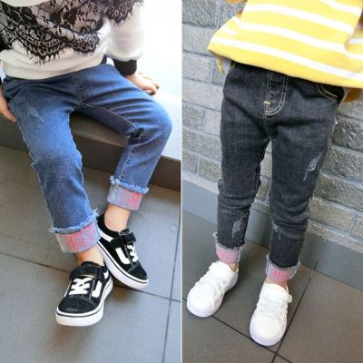 2018童装春款宝宝牛仔裤男童女童1-3-5岁儿童小脚裤长裤弹力裤子