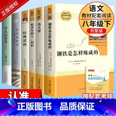 全套6册]八年级下册必读+选读名著 [正版]全套四本名人传给青年的十二封信平凡的世界路遥苏菲的世界必读原著无删减初中生八