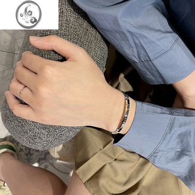 JiMi简约开口手镯女ins玫瑰金手圈银色镯子小众精致轻奢钛钢手环手饰