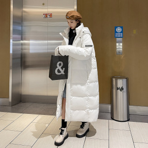 JPDUN男士羽绒服秋冬情侣同款长款过膝羽绒服男中戏女宽松休闲保暖外套女