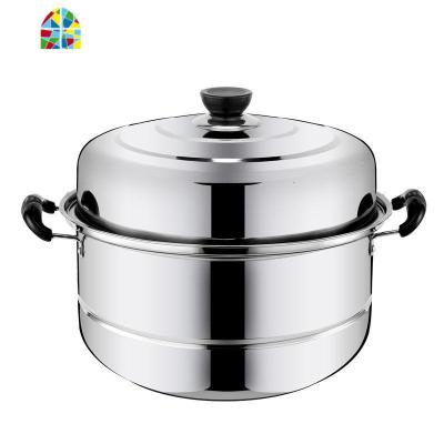304蒸锅不锈钢加厚多层蒸笼馒头家用二三层四层电磁炉燃气炉 FENGHOU 三层加厚蒸锅28cm