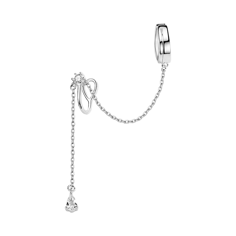 925纯银无耳洞耳夹女流苏耳骨夹小众设计高级耳钉耳环耳饰送女朋友老婆情人节七夕生日礼物