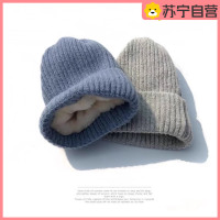 秋冬防寒帽子女毛线帽子女纯色百搭针织帽男加绒加厚保暖冷帽