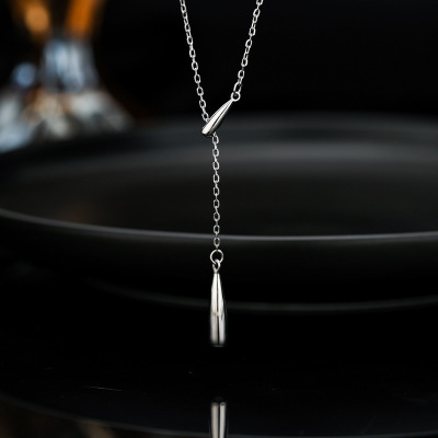 s999足银水滴吊坠项链2024年新款轻奢小众设计高级感锁骨链女送女朋友老婆情人节七夕生日礼物