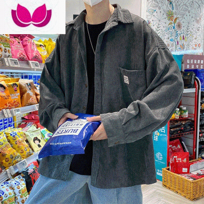 七斓灯芯绒衬衫男长袖ins潮牌港风设计感衬衣痞帅小众宽松款外套