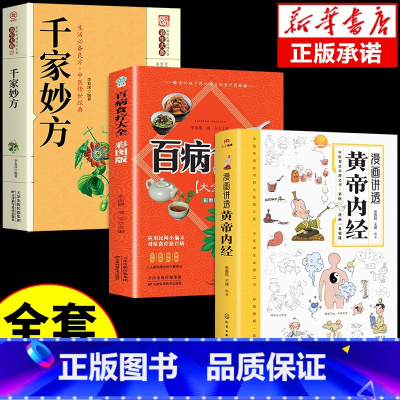 [3册]黄帝内经+百病食疗+千家妙方 [正版]黄帝内经漫画图解书籍漫画讲透皇帝内经白话文彩图儿童漫画版四季二十四节气养生