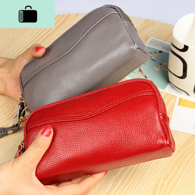皮手拿包女式中年手包简约双层大容量手抓包妈妈买菜零钱手机包NEW LAKE女手包