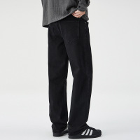 美式高街纯黑水洗牛仔裤男士宽松直筒垂感阔腿休闲工装长裤男