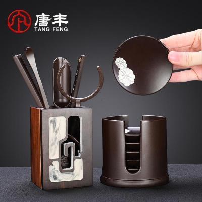 家柏饰(CORATED)杯垫套组电木镶锡荷叶家用茶托茶道配件简约隔热垫圆形收纳Z