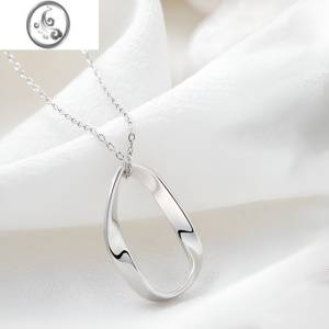 JiMi新款莫比乌斯环银银项链女长款原创欧美冷淡气质轻奢小众毛衣链 白金色