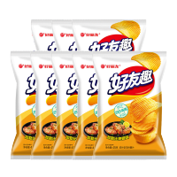 好丽友好友趣薯片休闲食品小吃解馋小零食 多汁牛排味45g*8袋