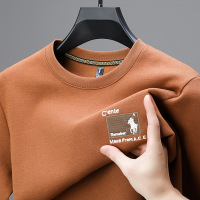 卫衣男潮牌秋季新款圆领时尚休闲刺绣棉质长袖T恤男士打底衫