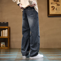 有加绒厚款直筒男士牛仔裤秋冬新款时尚炸街痞帅高品质阔腿裤