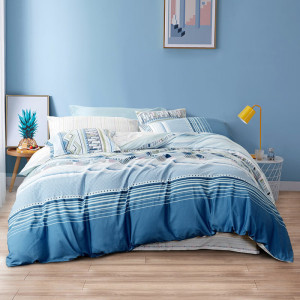 富安娜FUANNA纯棉四件套亲肤抗菌冬被春秋夏三季适用简约ins风床品套件富安娜磨毛抗菌四件套/漫游天际203*229c