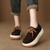 真皮复古女单鞋时尚休闲秋冬新款高端材质柔软舒适厚底百搭