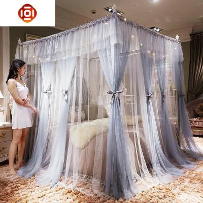 家用蚊帐公主风落地式1.8m欧式三开宫廷方密加厚1.5m床纱帐三维工匠