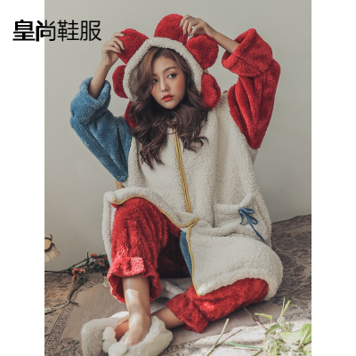 新品直营-睡衣上装冬季保暖孕妇女秋月子服哺乳怀孕期宽松长款家居服加厚法兰珊瑚绒