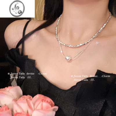 JiMi人间星河~高级设计感小众双层项链2023新款碎银子珍珠锁骨链