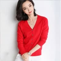 新款春秋季薄款针织衫女开衫长袖V领短款毛衣小披肩外套上衣