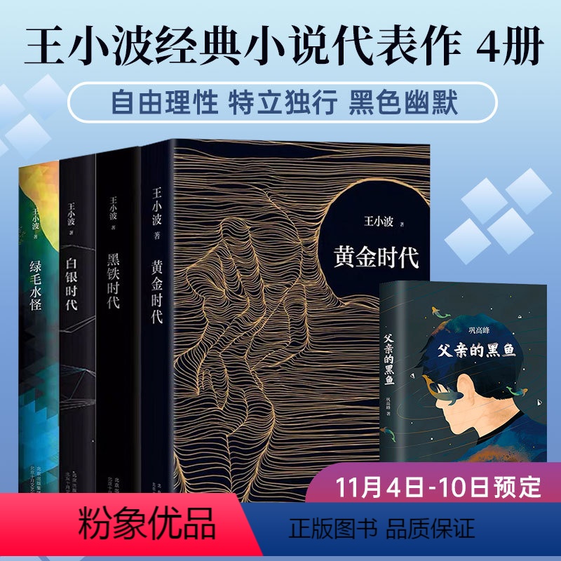 [正版]王小波 经典小说代表作 4册 黄金时代 白银时代 黑铁时代 绿毛水怪 精装版 当代文学经典