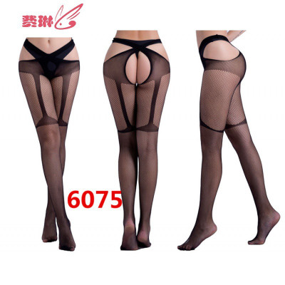 女式情趣丝袜内衣镂空开档吊袜袜提花裤打底裤欧美成人渔网袜费琳