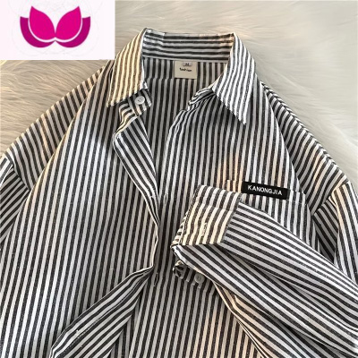 七斓竖条纹衬衫男长袖款狂飙高启盛同款穿搭衬衣日系复古美式外套