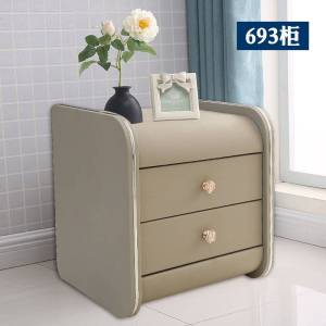 现代欧式床头柜烤漆美式床头收纳柜创意迷你床头柜实木色