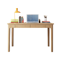 鑫环境 全实木书桌120*55CM单桌双抽现代简约家用电脑台式桌卧室学生学习写字台1.2米
