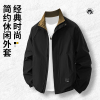 2025年男装青年加厚加绒立领上衣经典时尚简约男士夹克外套衫