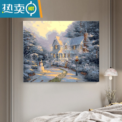 敬平数字油画diy填充填色油彩画手工风景装饰画大小尺寸丙烯画画装饰画