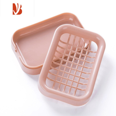 三维工匠3个香皂盒双层沥水网格肥皂盒皂架家用大号台面置物架浴室免打孔 北欧粉2个