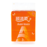 顺清柔抽取式面巾纸橙A3联240抽取式纸巾3包/提