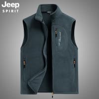 JEEP吉普摇粒绒马甲男2025春秋新款多口袋户外休闲背心抓绒马夹男