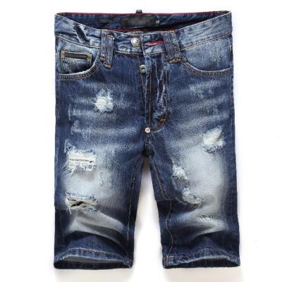 男式牛仔裤男士时尚都市潮流破洞牛仔短裤破烂男裤P90CYLLSF