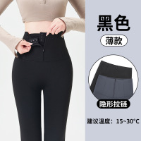 排扣鲨鱼裤女外穿新款春秋薄绒打底裤收腹提臀束腰瑜伽芭比裤