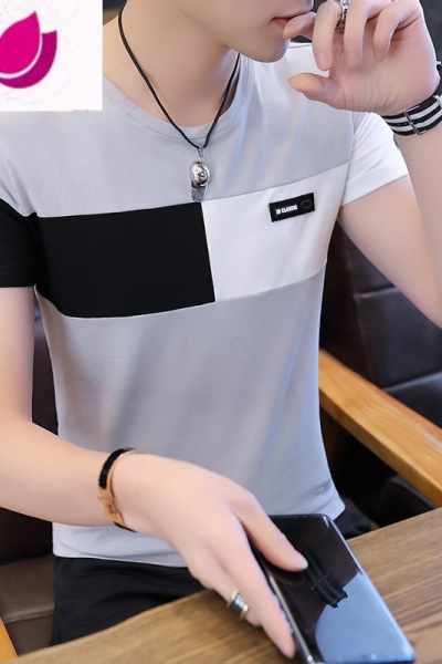 七斓男士冰丝t恤短袖打底衫2023新款夏装韩版百搭体恤上衣服半袖男装