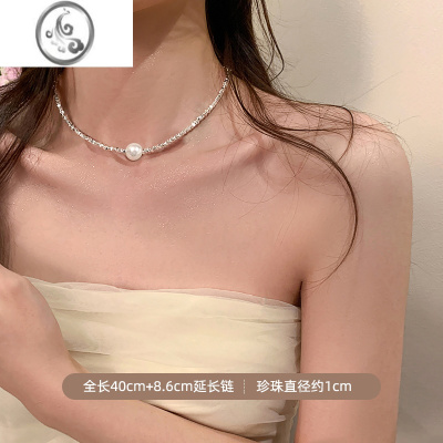 JiMi碎银子珍珠项链女轻奢小众精致锁骨链高级感首饰颈链2023新款