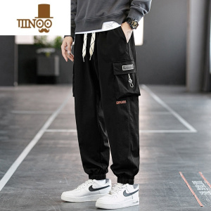 YANXU男士工装裤子男宽松大码男裤潮青少年夏季胖子男款运动休闲裤
