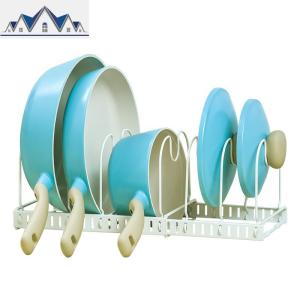 GULEK小清新伸缩坐式锅盖架厨房置物架沥水bruno收纳架砧板架 三维工匠 米白色