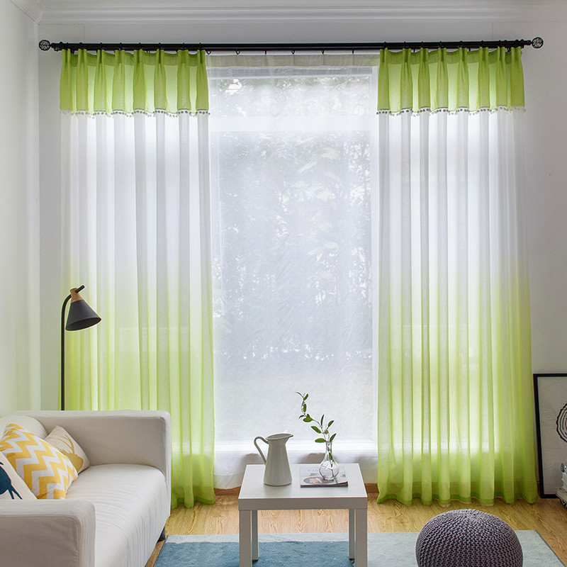 美帮汇窗纱纱帘五彩渐变北欧窗帘成品飘窗简约现代客厅阳台纱