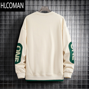 HLCOMAN2024卫衣男新款长袖t恤宽松大码冬季潮胖子圆领加绒打底衫