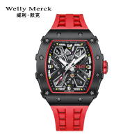 welly merck威利默克手表男新款自动机械表品牌正品防水时尚男表大表盘镂空腕表WM101M