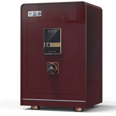 虎王保险柜博虎FDG-A1/D-65BH炫酒红色中型办公文件柜床头柜防盗全钢CSP认证指纹家用保险箱