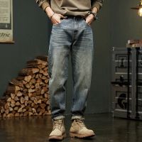2025美式复古牛仔裤男士宽松直筒2023新款春秋季高街潮牌工装裤子