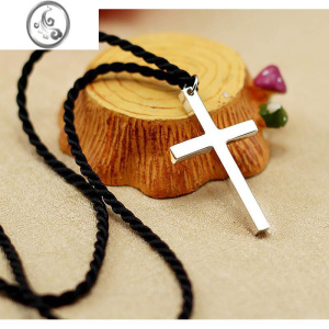 JiMi实心S925银银项链男生吊坠光面情侣饰品编织绳锁骨女款刻字