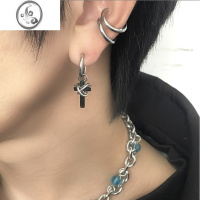 JiMi制裁捆绑耳环男潮钛钢朋克高街亚比吊坠耳饰耳夹女小众耳坠