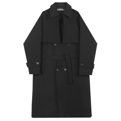 YUANSU冬季潮牌山本暗黑系小众设计师长款夹棉风衣男棉服过膝加厚外套潮风衣