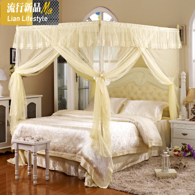 三开宫廷蚊帐家用1.8m床1.5老式纹2公主风落地支架1.2米2.0x2.2 三维工匠