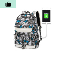 男士双肩包韩版原宿ulzzang大学生背包男时尚潮流ins初中学生书包NEW LAKE 浅灰色NYC2大号