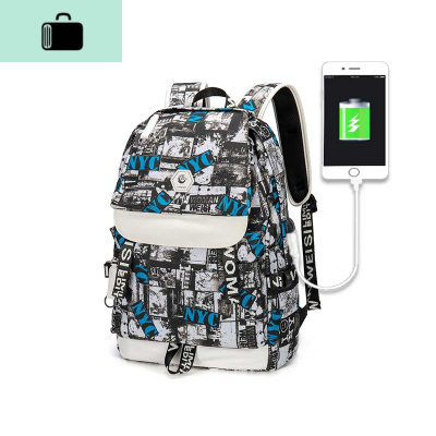 男士双肩包韩版原宿ulzzang大学生背包男时尚潮流ins初中学生书包NEW LAKE 浅灰色NYC2大号